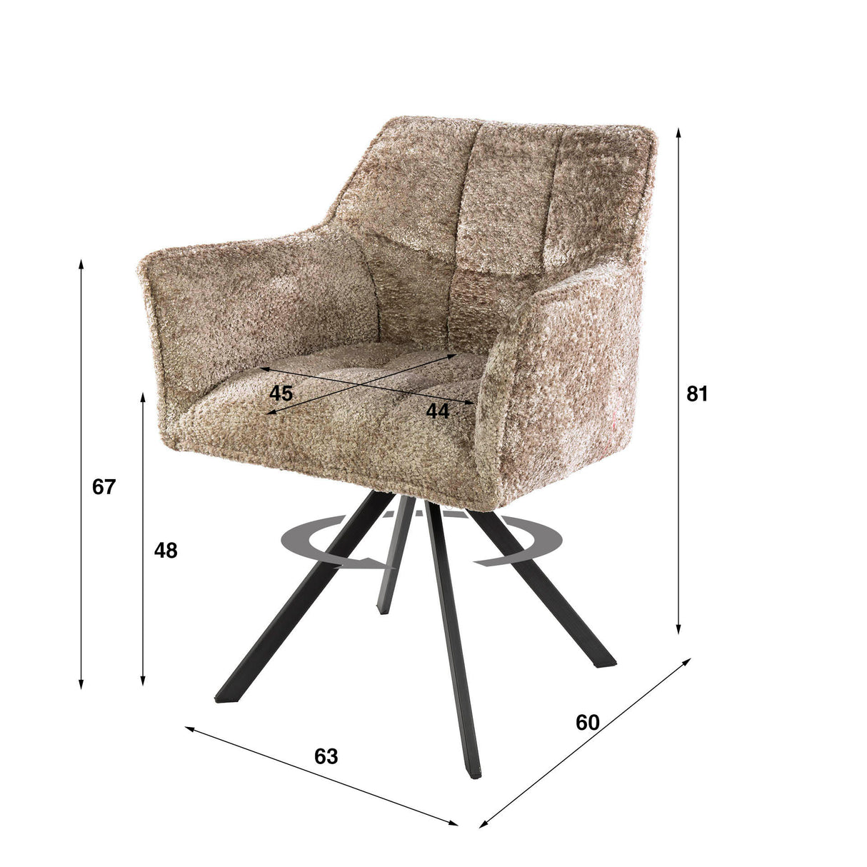 Draaibare Eetkamerstoel Lino Bouclé Zand