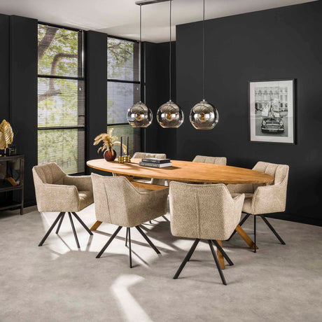 Dining chair Lino Bouclé Sand Swivel Grid 