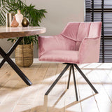 Dining chair Lino Velvet Pink Swivel 