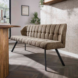 Dining bench Lino Bouclé Fabric Taupe 180 cm Checked 