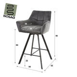 Bar stool Lino Velvet Anthracite Swivel 
