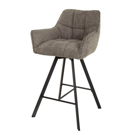 Lino Bouclé Taupe Bar Stool Swivel 