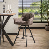 Bar stool Lino Chenille Fabric Rich Taupe Swiveling 