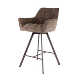 Bar stool Lino Chenille Fabric Rich Taupe Swiveling 