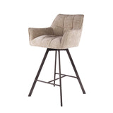 Bar stool Lino Chenille Fabric Rich Sand Swivel 