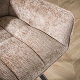 Set of 2 Bar Stools Lino Chenille Fabric Rich Champagne Swivel 