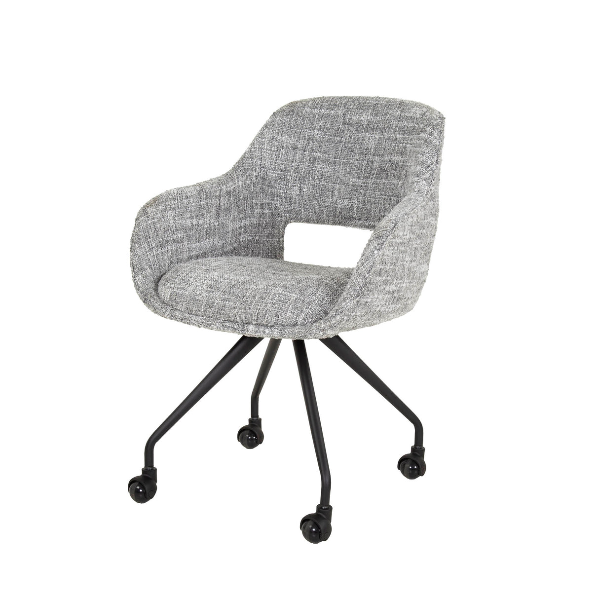 Dining chair with wheels Springo swiveling Eagle fabric steel gray 