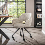 Dining chair with wheels Springo swiveling Eagle fabric Crème 