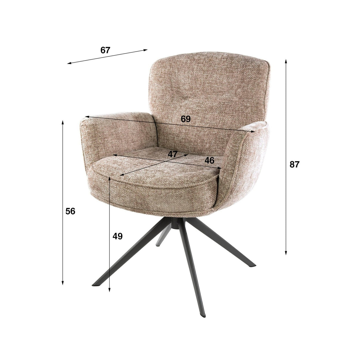 Set of 2 dining chairs Savona swivel Hoven rich sand 