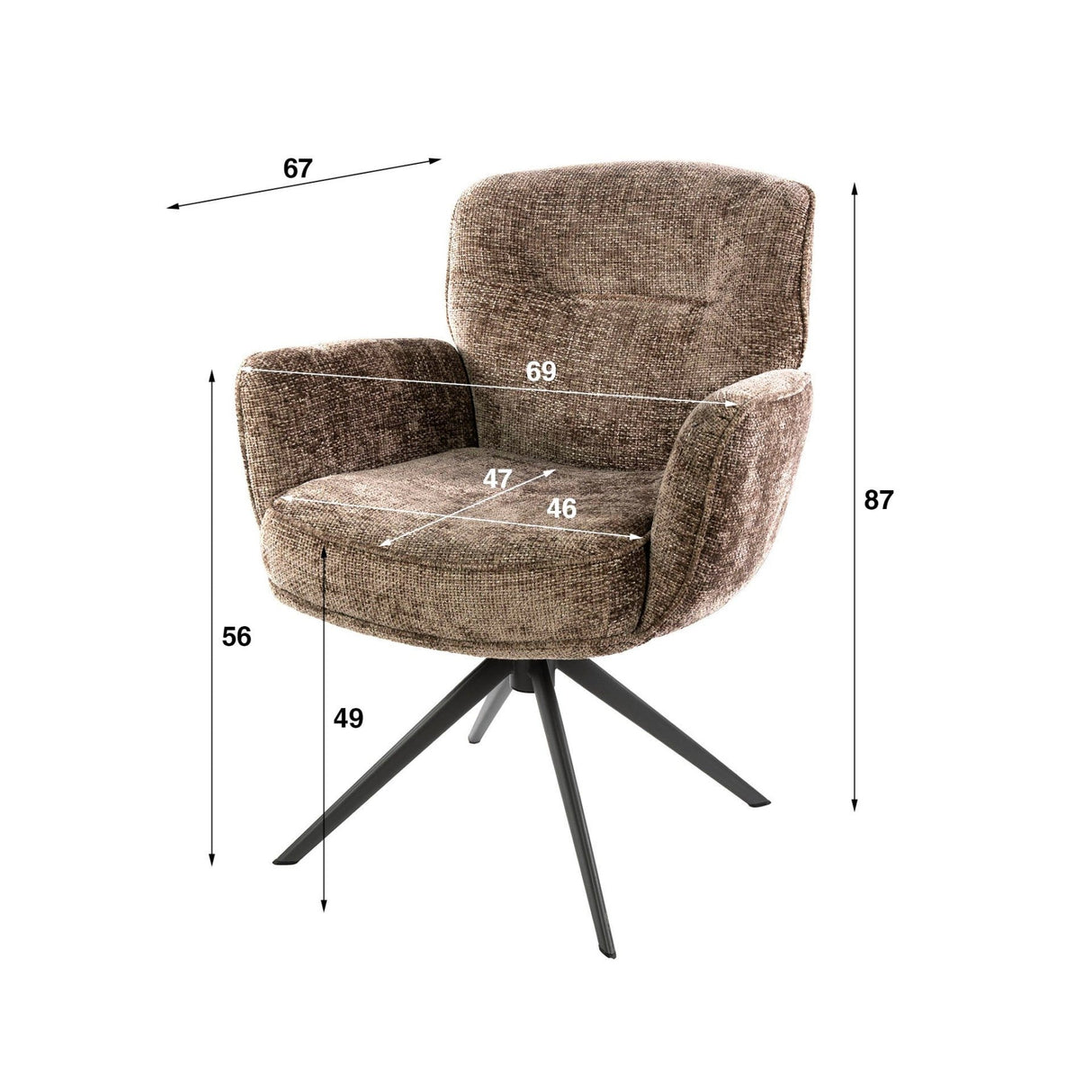 Set of 2 Milano swivel dining chairs Hoven rich champagne 