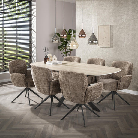 Set of 2 Milano swivel dining chairs Hoven rich champagne 