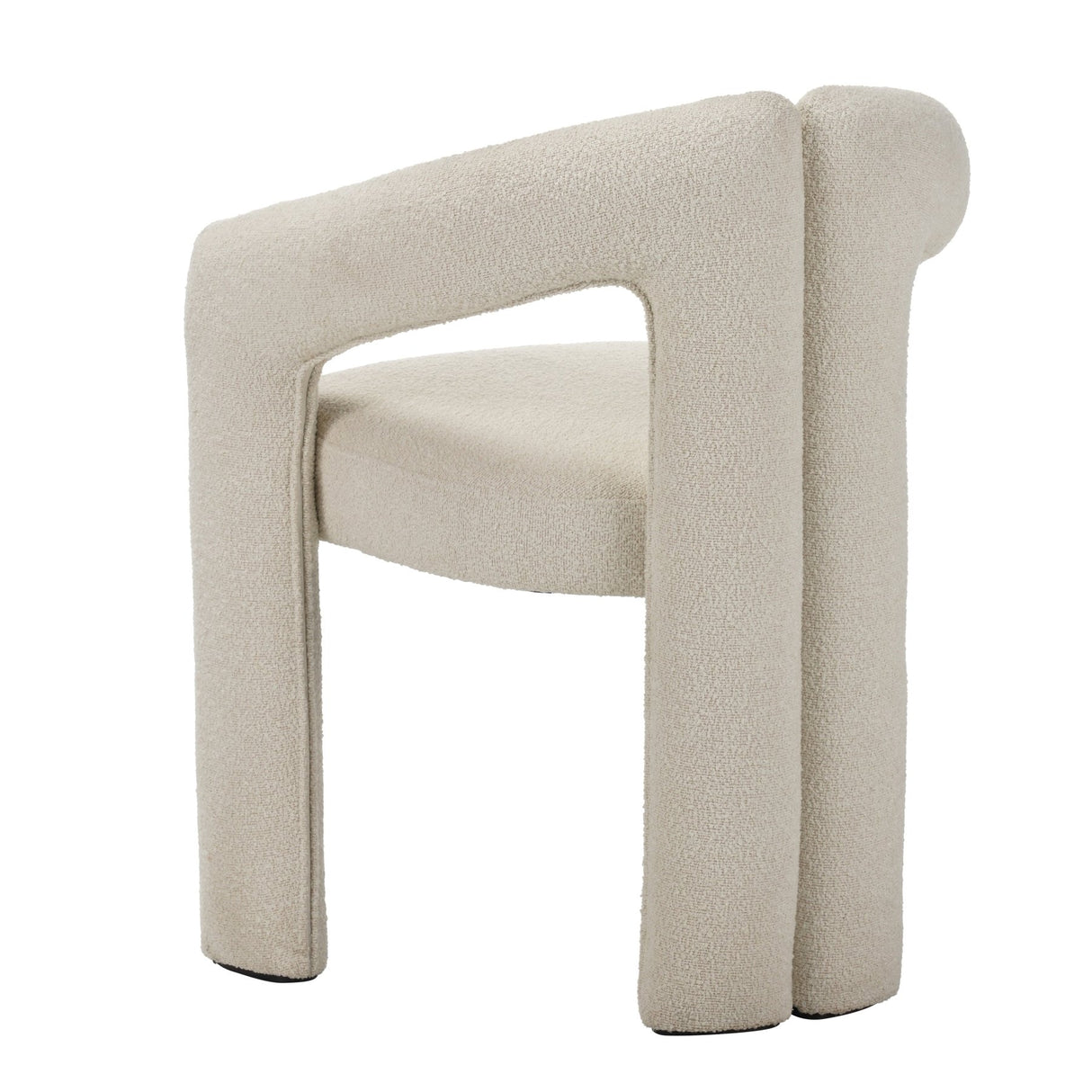 Design Dining Chair Ivory Bouclé Maro - Fully Upholstered 