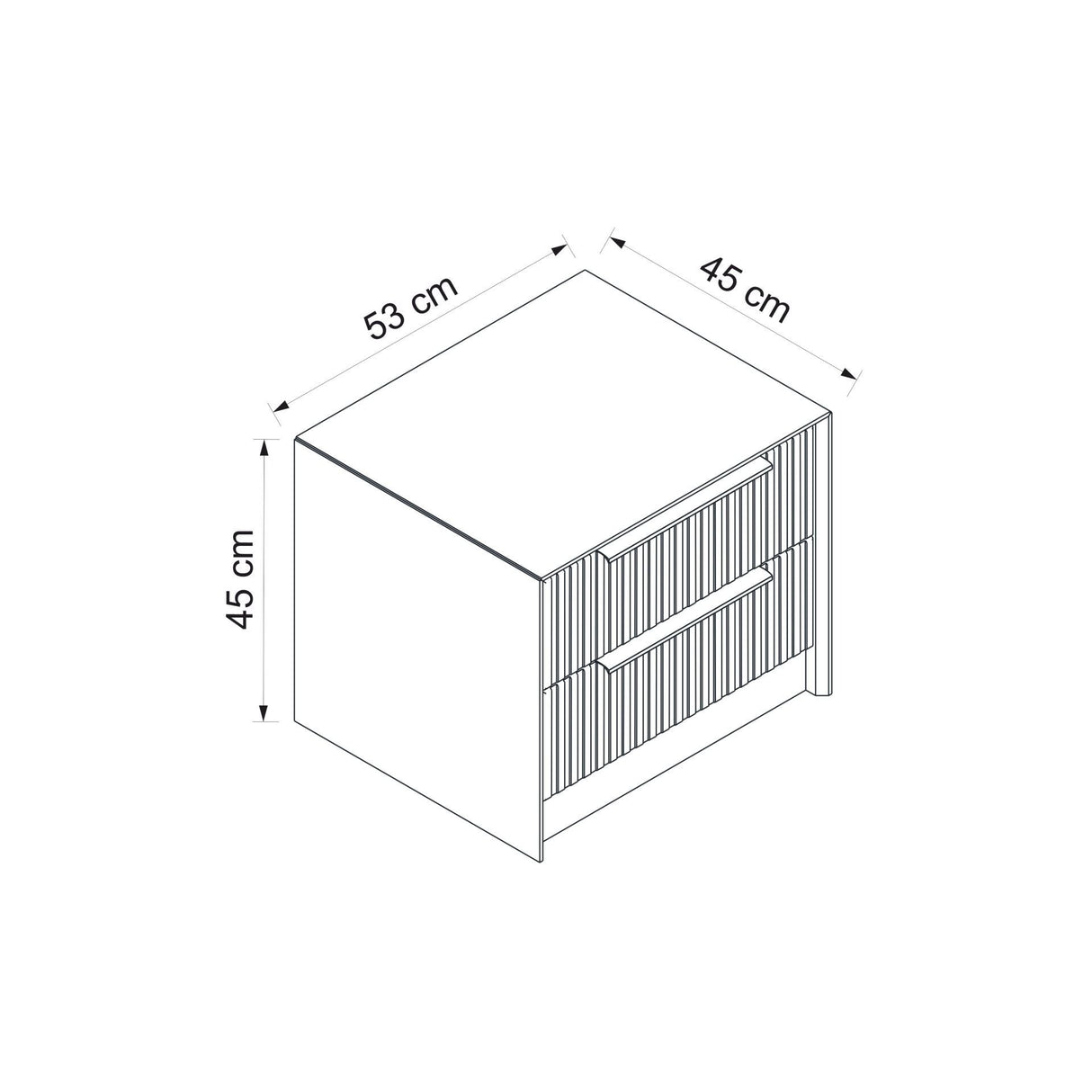 Nachtkastje Kale Luxe Antraciet Melamine 45x53x45 cm