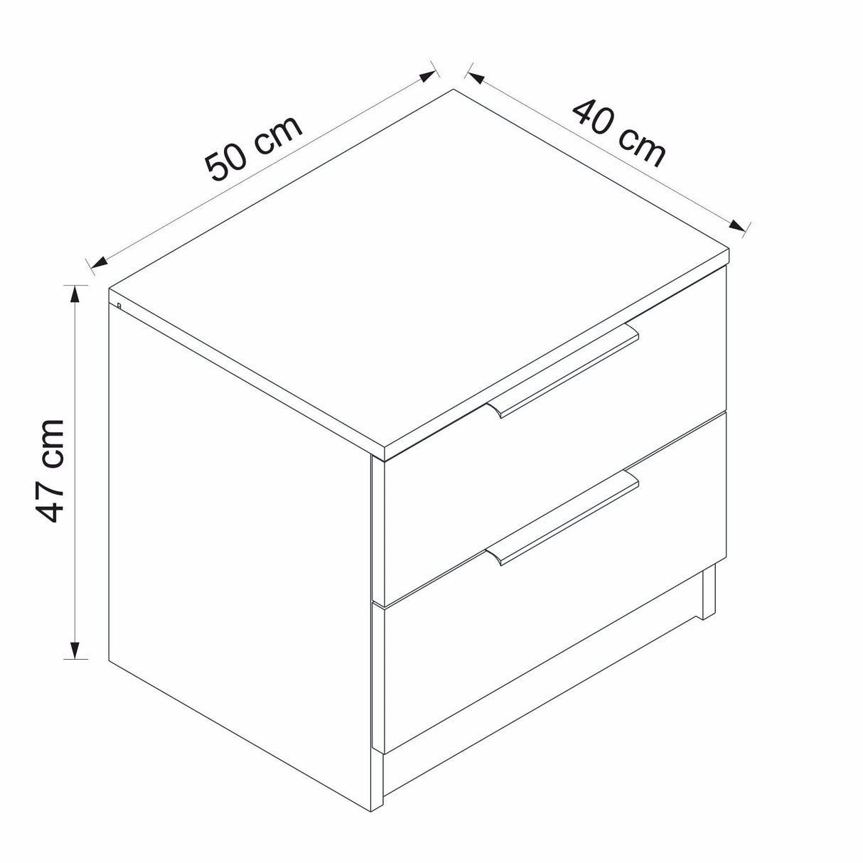 Nachtkastje Kala Plus Walnoot Melamine 54x40x47 cm