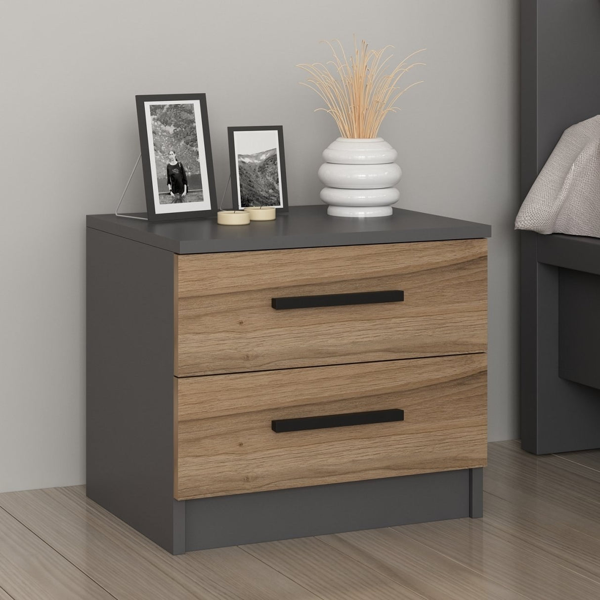 Bedside table Bare walnut melamine 50x40x47 cm