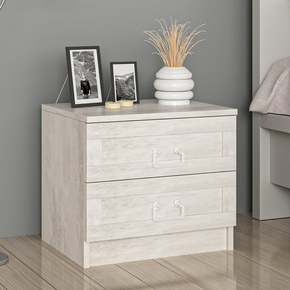 Bedside table Bare white melamine 54x40x47 cm