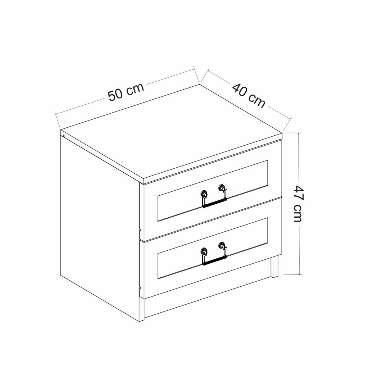 Bedside table Bare white melamine 54x40x47 cm