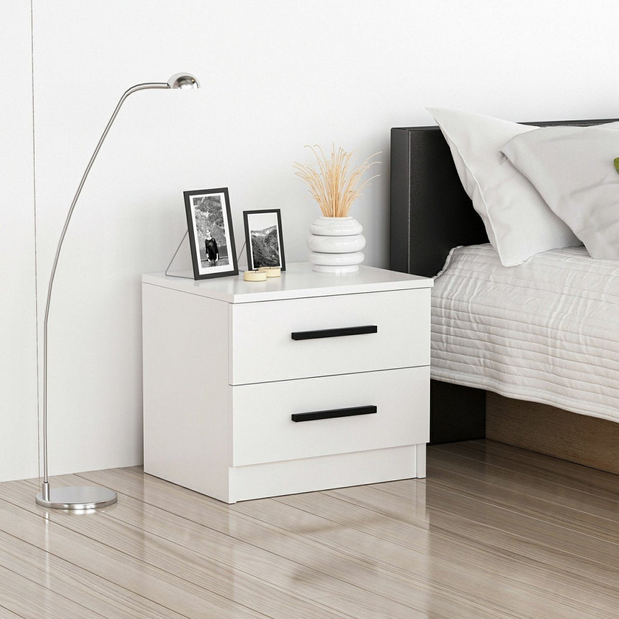 Bedside table Bare white melamine 50x40x47 cm