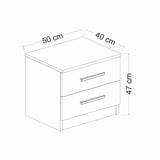 Bedside table Bare white melamine 50x40x47 cm