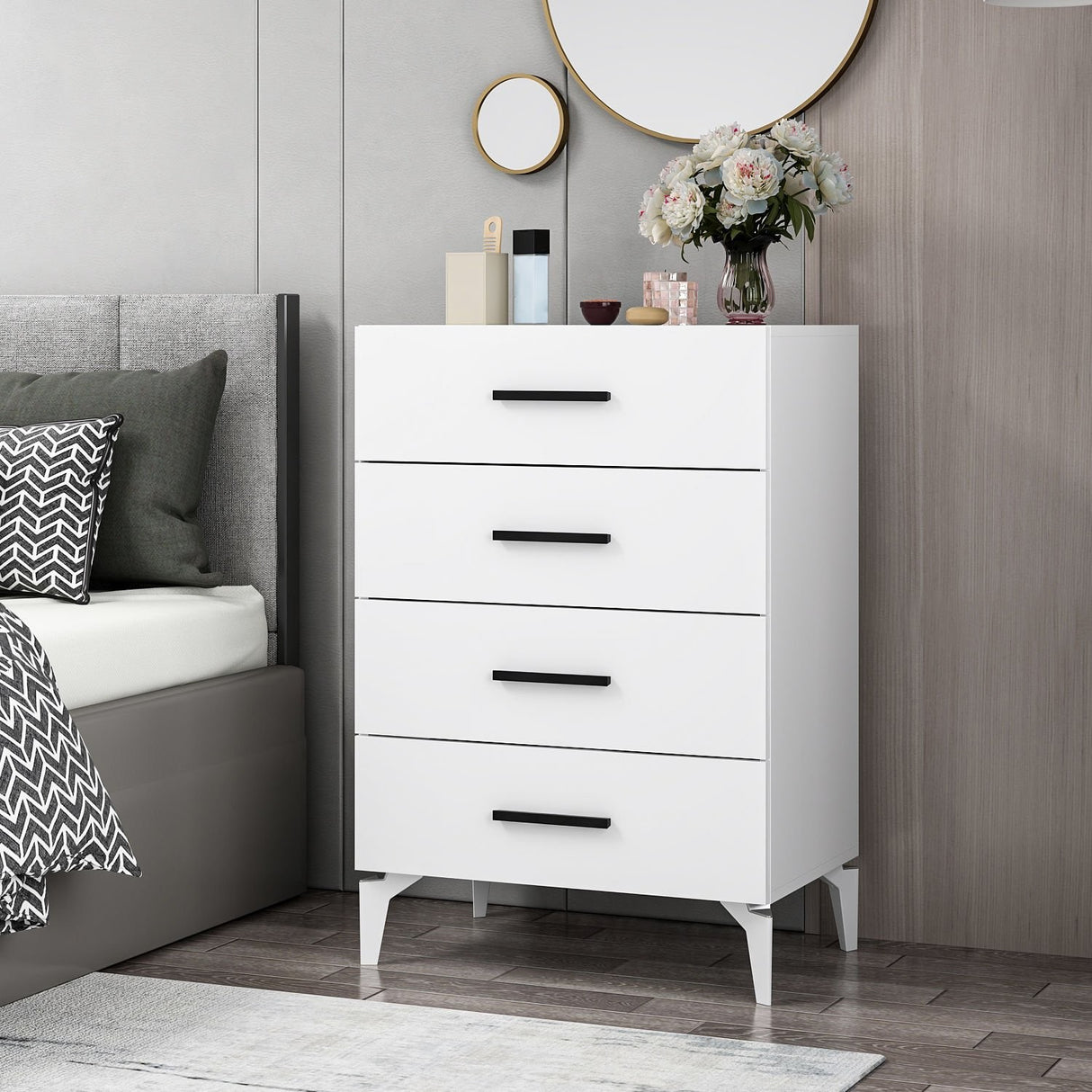 Chest of drawers bare white melamine 72x106x47 cm