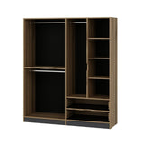 Kledingkasten - Kledingkast Elina Antraciet Goud Melamine 185x208x52 cm - Dimehouse