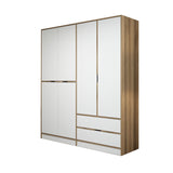 Kledingkasten - Kledingkast Elina Wit Goud Melamine 185x208x52 cm - Dimehouse