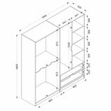 Kledingkasten - Kledingkast Elina Wit Goud Melamine 185x208x52 cm - Dimehouse
