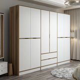 Kledingkasten - Kledingkast Elina Wit Goud Melamine 277x208x52 cm - Dimehouse