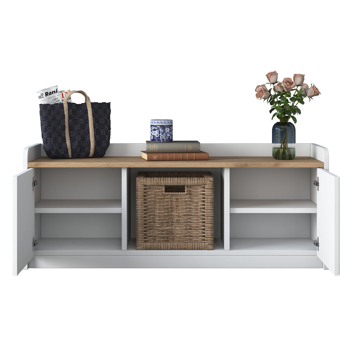 Schoenenkast Samos Wit Walnoot Melamine