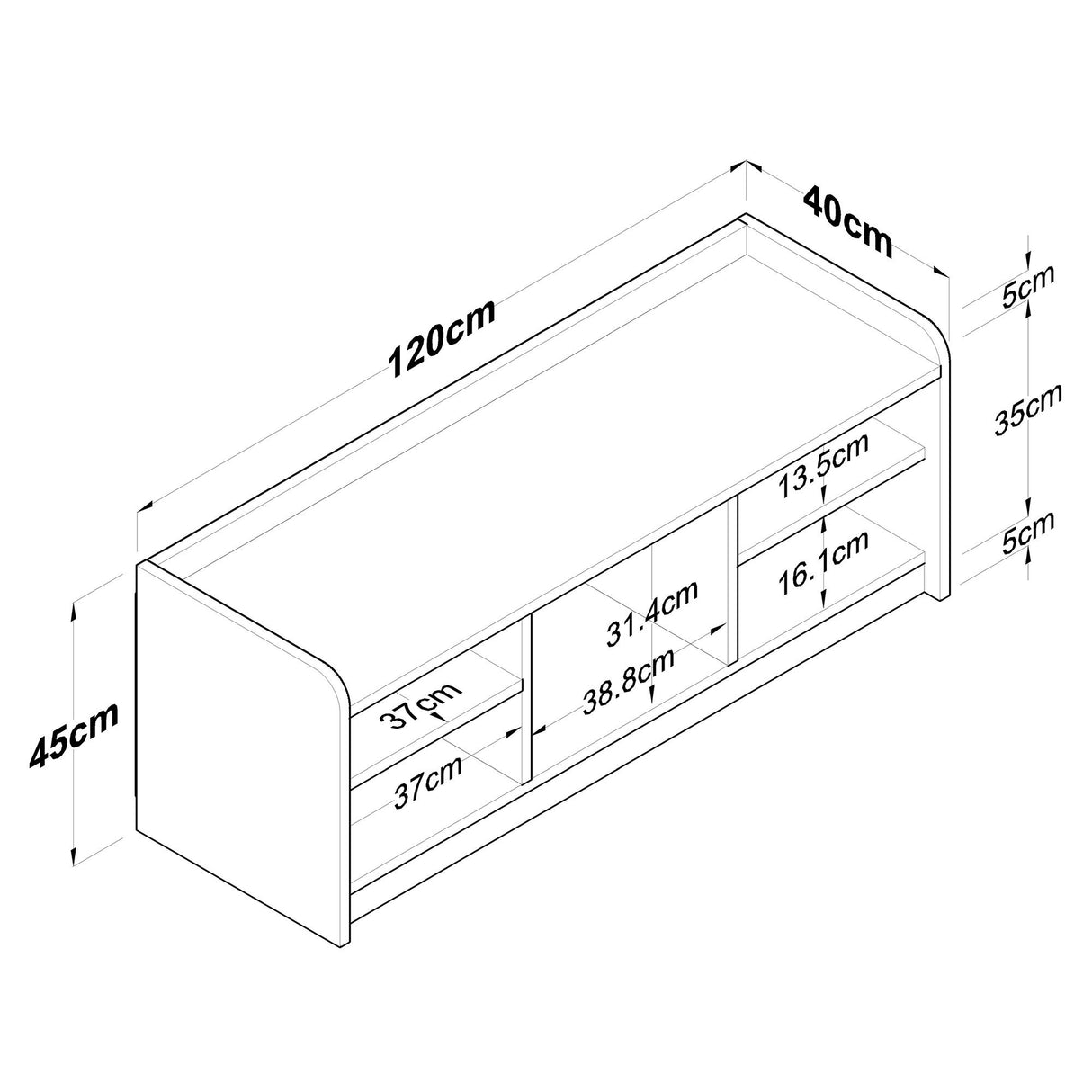 Schoenenkast Samos Wit Walnoot Melamine