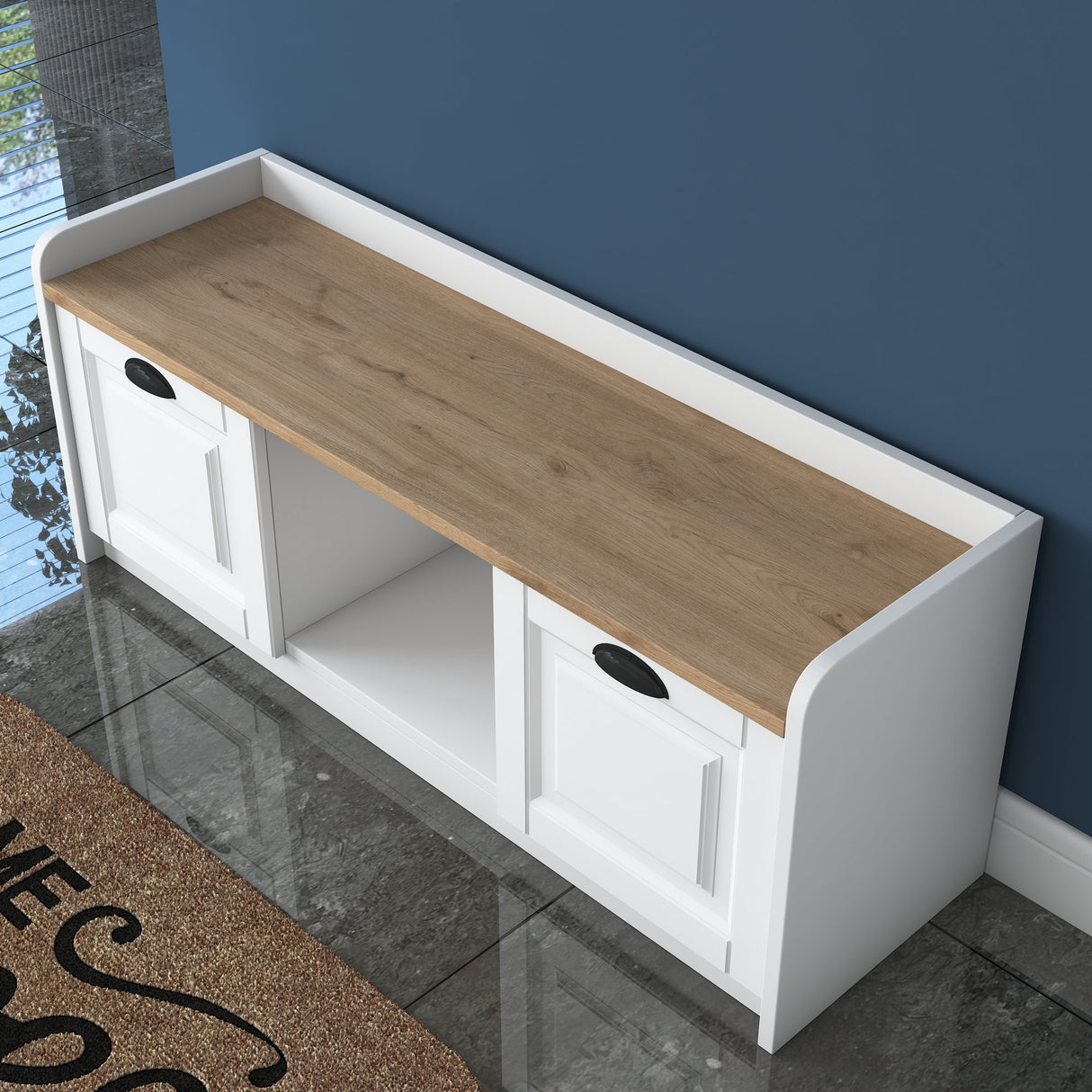 Schoenenkast Samos Wit Walnoot Melamine