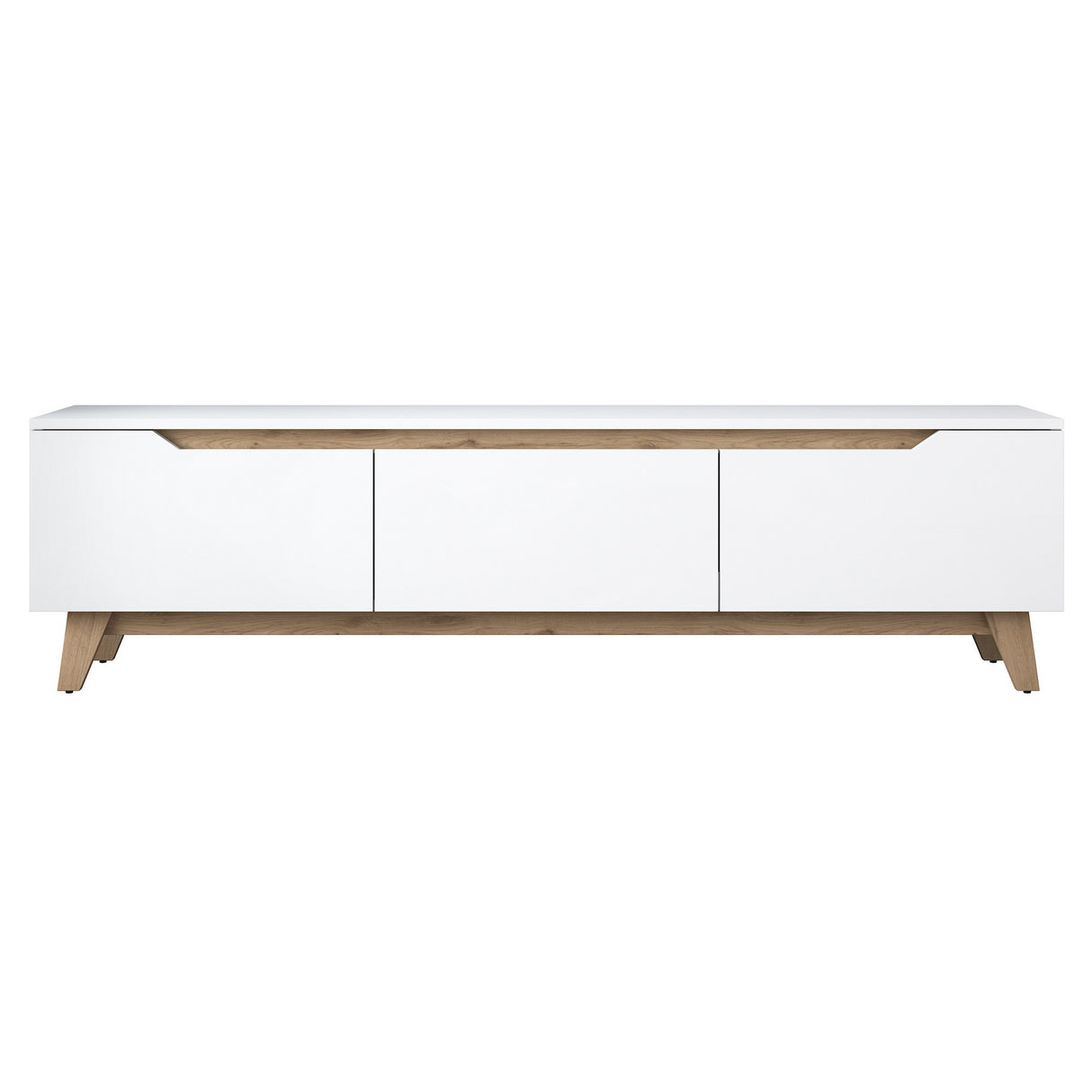TV Meubels - TV Meubel Osiris Wit Licht Walnoot Melamine 180x48,6x35 cm - Dimehouse