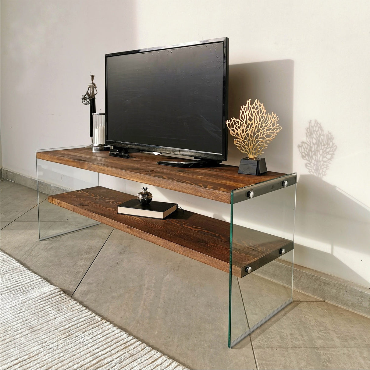 TV furniture Coral Walnut Dennenhout 120x45x35 cm