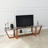 TV Meubel Amaufi Walnoot Glas 158x35x35 cm