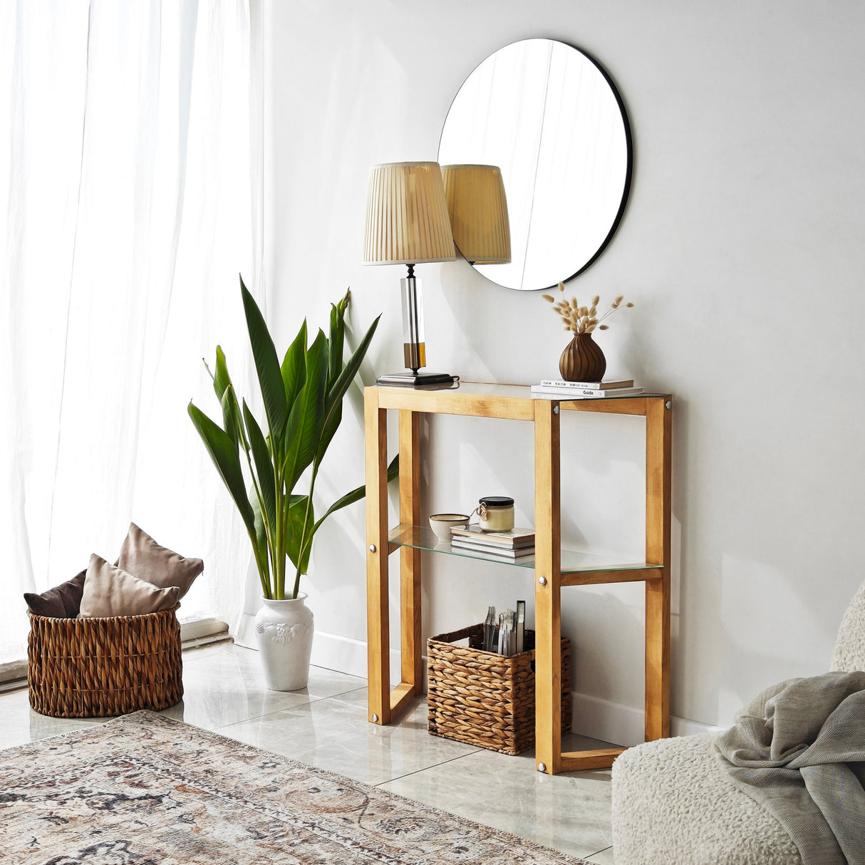 Dressing table trapezoid oak wood