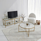 TV furniture basic gold gold glass 130x45x40 cm