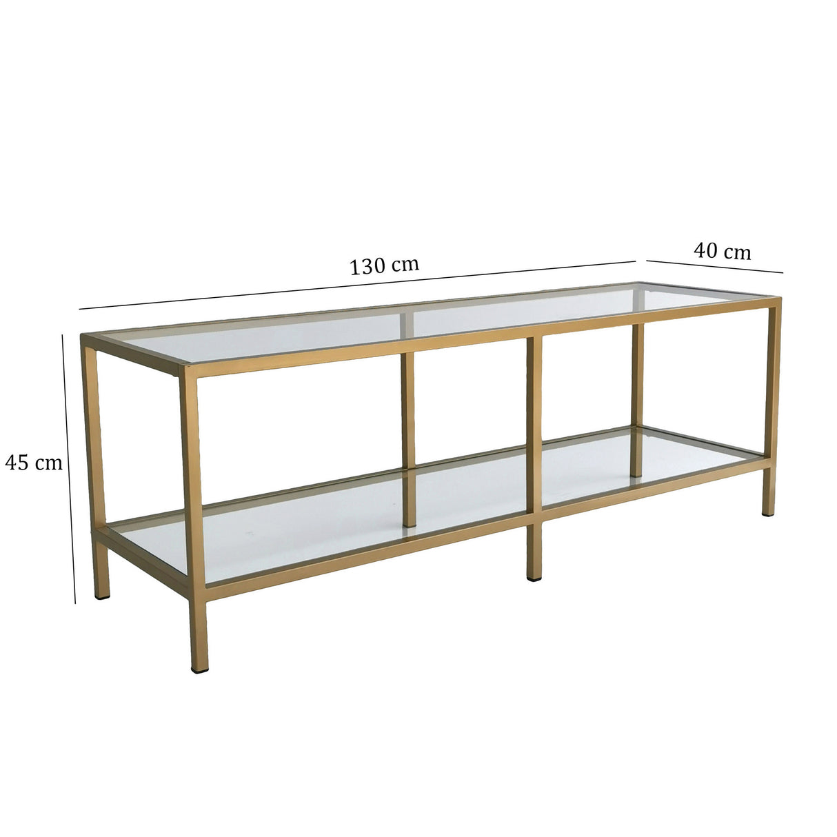 TV furniture basic gold gold glass 130x45x40 cm