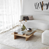 Square Glass Coffee Table Sagu - Sapphire Melamine Base - 90x90 cm 