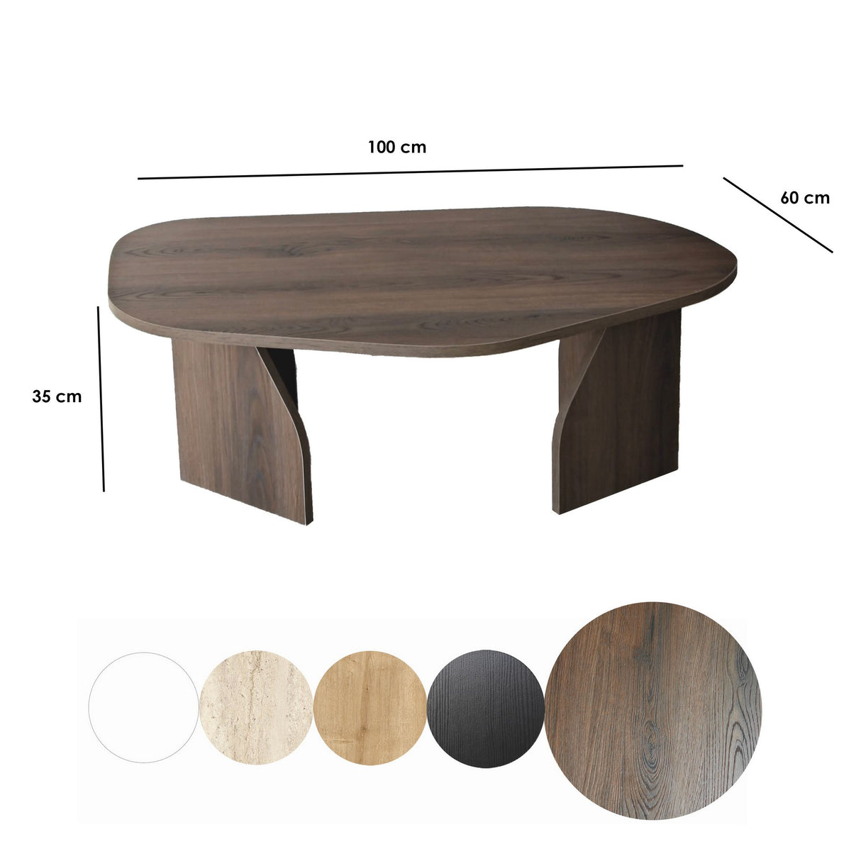 Organic Coffee Table Walnut Melamine Rack - 105x65 cm 