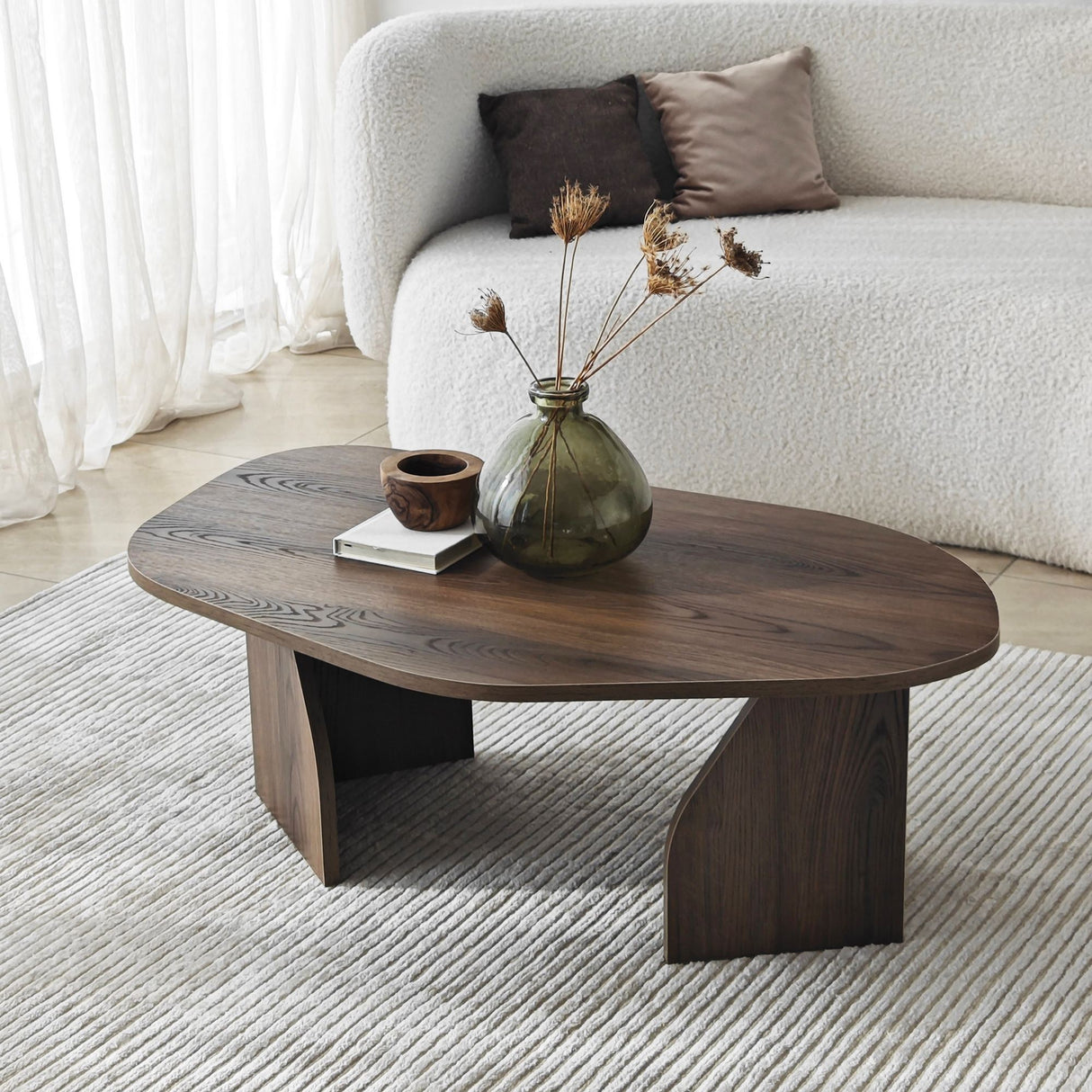 Organic Coffee Table Walnut Melamine Rack - 105x65 cm 
