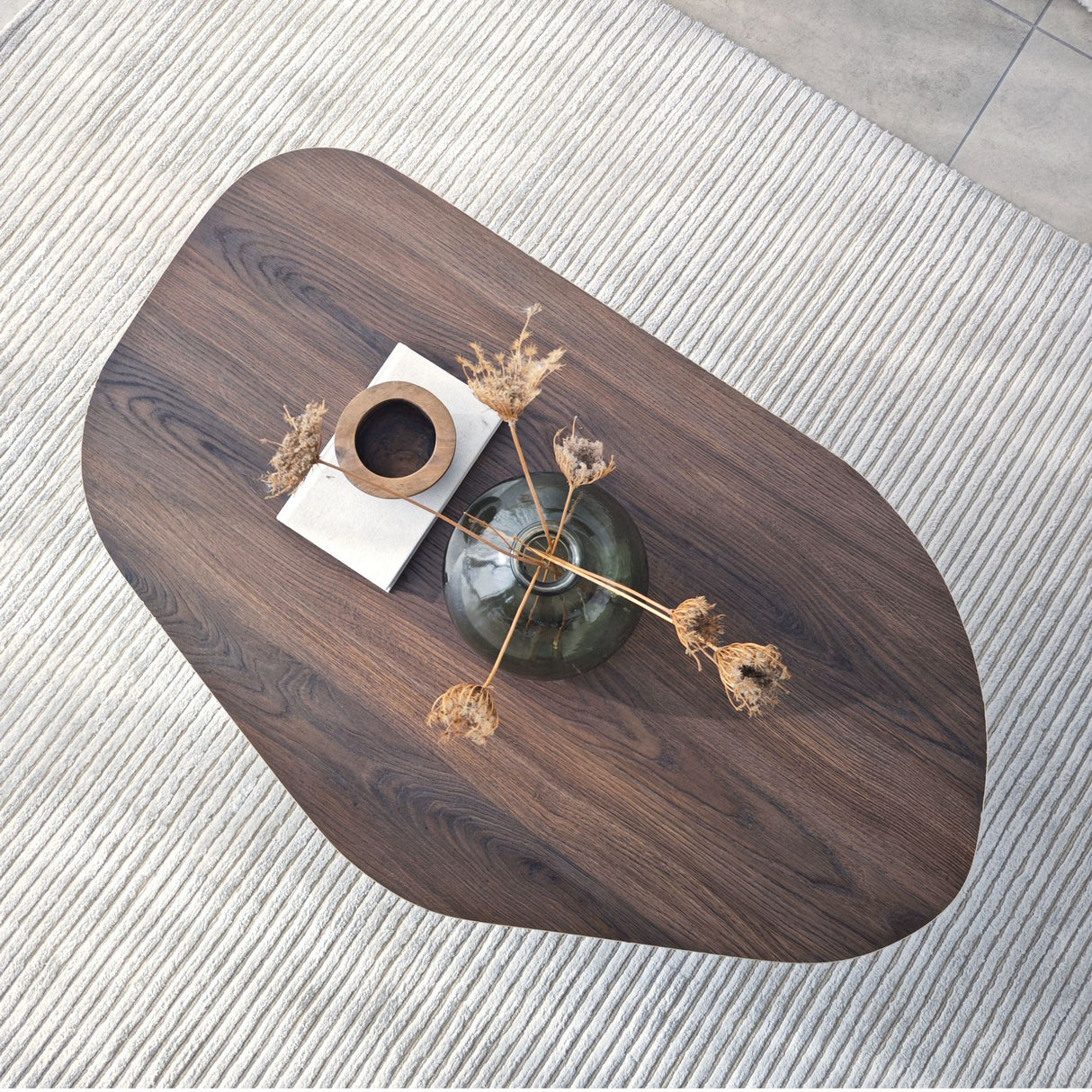 Organic Coffee Table Walnut Melamine Rack - 105x65 cm 