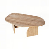 Rock coffee table in sapphire oak look oval. Melamine-faced wood composite