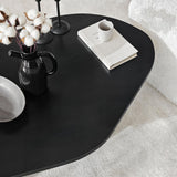 Rock coffee table oval black 100 x 60 cm Melamine coated wood composite