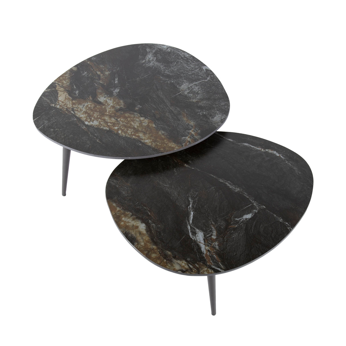 Niora Organic Coffee Table Set of 2 Ceramic Fossil Black 