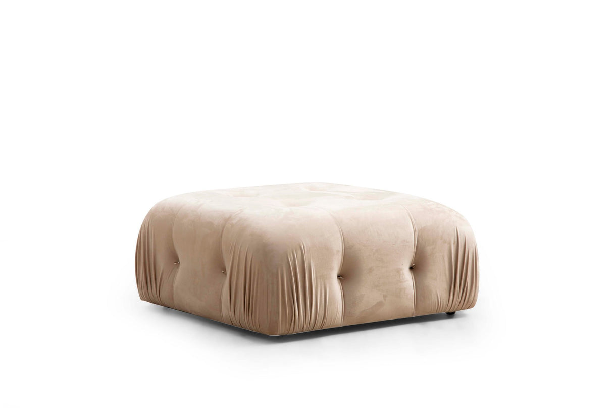 Modulaire bank 3-zits met hocker Bubble velvet beige