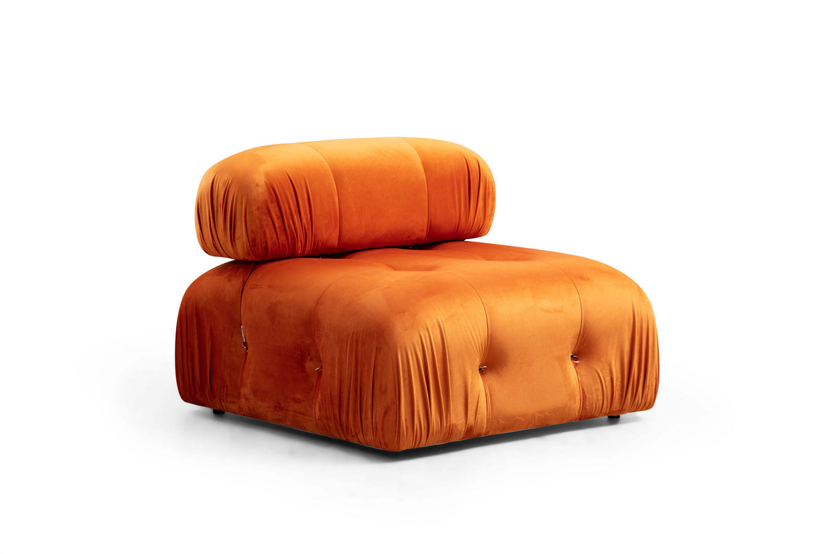 Modulaire bank 3-zits met hocker Bubble velvet oranje