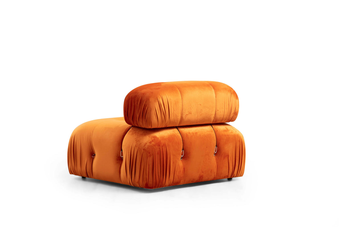 Modulaire bank 3-zits met hocker Bubble velvet oranje