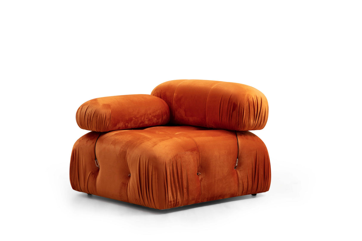 Modulaire bank 3-zits met hocker Bubble velvet oranje