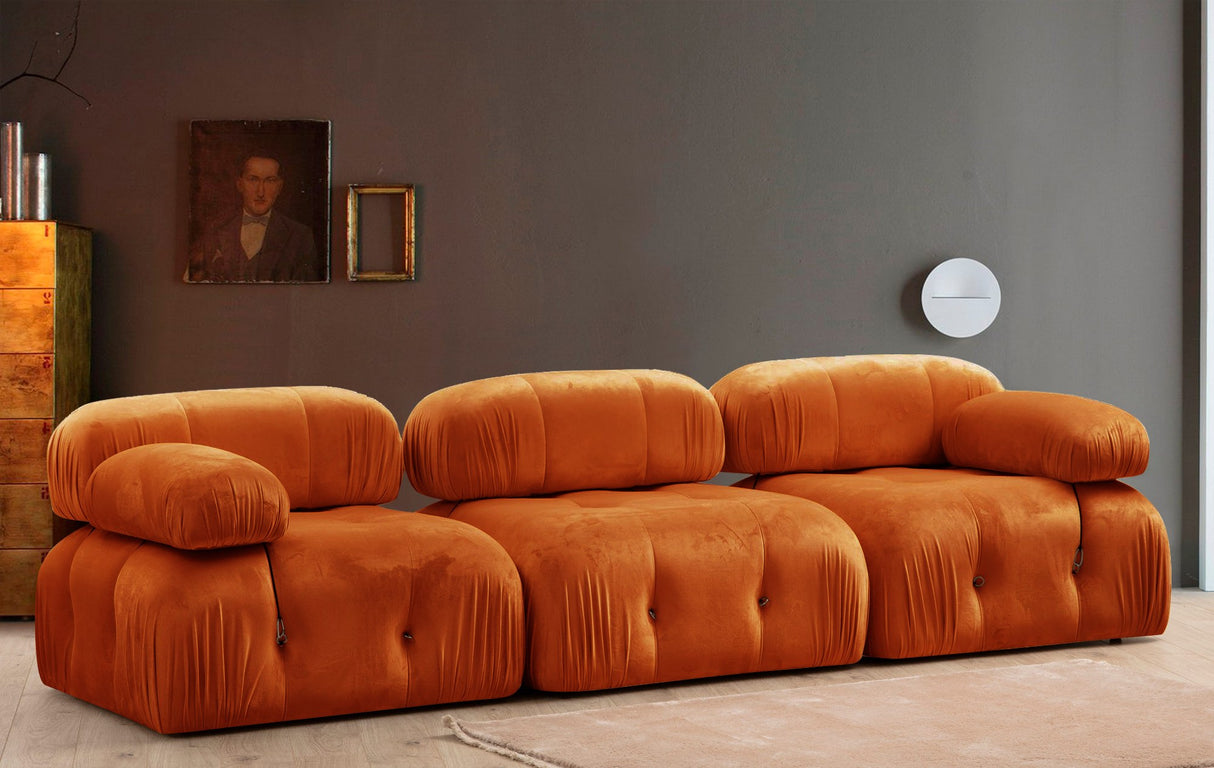 Modulaire bank 3-zits Bubble velvet oranje