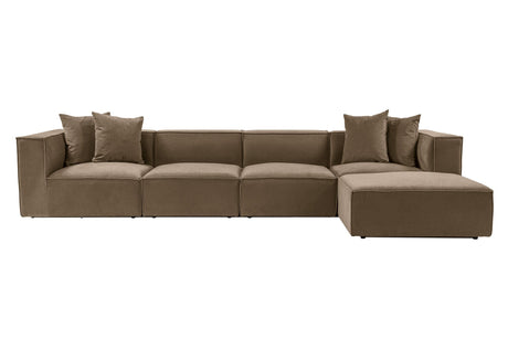 Modular XXL corner sofa brown linen 430 cm wide Sora - right 